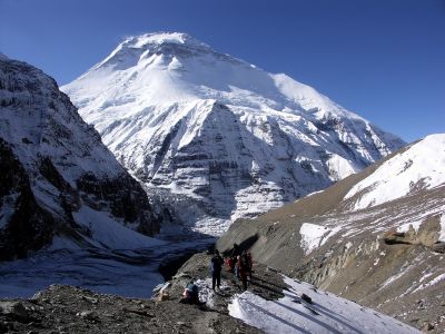 Dhaulagiri z výstupu na French Pass, dole 