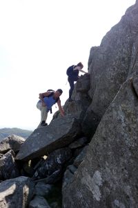 Výstup na Tryfan severním hřebenem byl náročný