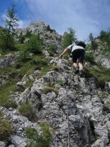 Jirka ve Via feratě na Storžič - Pot skozi Žrelo