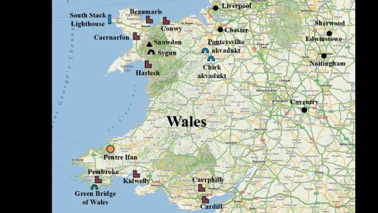 Mapa navštívených míst - Wales