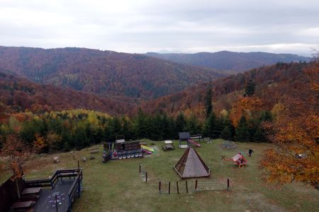 Stromy jsou krásně zbarvené, ale ještě nesvítí slunce.