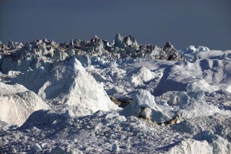 Toto není ledovec, ale kry plující po mořské vodě!