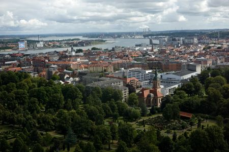 Pohled na centrum Aalborgu.