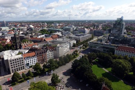Pohled z výšky na Hannover.