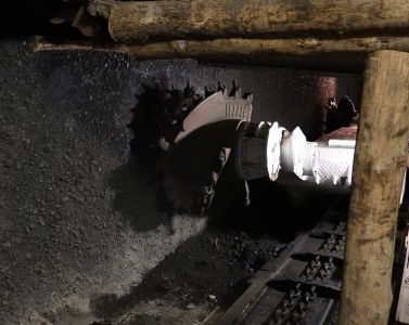 Ukázka dolování uhlí