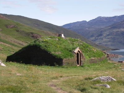 Replika vikingského domu v Brattahlidu