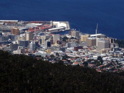 Letecký pohled na Hobart