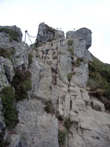 Zajištěný úsek severozápadního hřebene Puy de Sancy